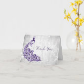 Lila Pfau Dankeschön Karte (Gelbe Blume)