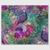 Lila Pfau mit Blume Geschenkpapier (Flach)