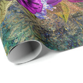 Lila Pfau mit Blume Geschenkpapier (Rolleneckpunkt)