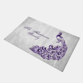 Lila Pfau Personalisiert Door Mat Fußmatte (Schrägansicht)
