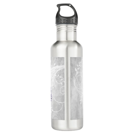 Lila Pfau Personalisiert Edelstahlflasche (Rückseite)