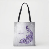 Lila Pfau Personalisiert Totbeutel Tasche (Vorderseite)