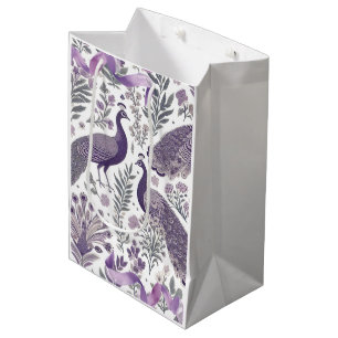 Lila Pfau-Toile-Geschenktasche Mittlere Geschenktüte