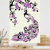 Lila Pfau- und Kirschblütenposter Poster (Küche)