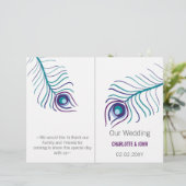 lila Pfauenbündchen-Hochzeitsprogramm (Stehend Vorderseite)