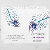 lila Pfauenbündchen-Hochzeitsprogramm (Vorne/Hinten)