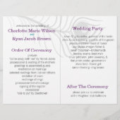 lila Pfauenbündchen-Hochzeitsprogramm (Rückseite)