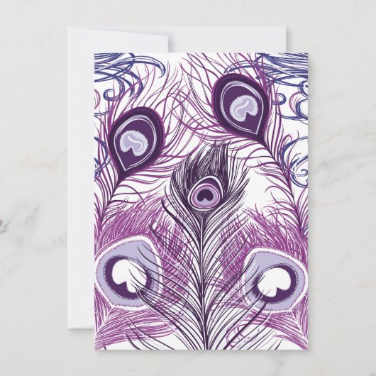Lila Pfauenfeathers Geburtstagsparty Einladungen (Rückseite)