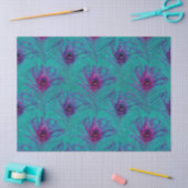 Lila Pfauenfedern auf Aquamarinem Dekoupage Seidenpapier (Basteln)