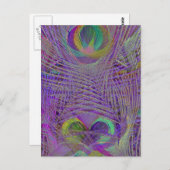 Lila Pfauenfedern Postkarten (Vorne/Hinten)
