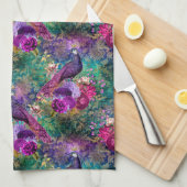 Lila Pfauenflora Geschirrtuch (Viertel Falte)