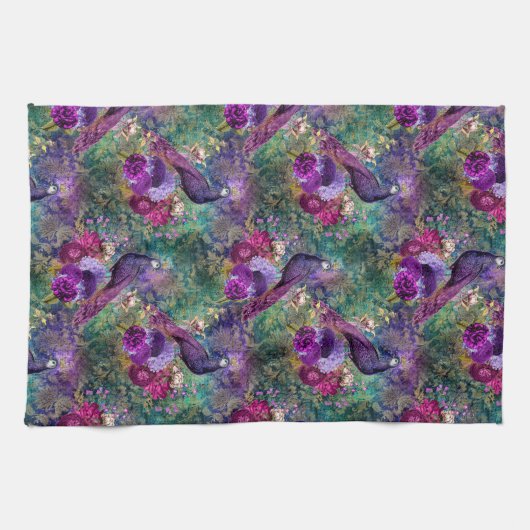 Lila Pfauenflora Geschirrtuch (Horizontal)