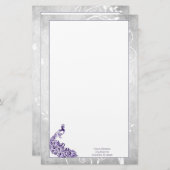 Lila Pfauengeschoss Briefpapier (Vorne/Hinten)
