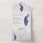 Lila Pfauenhochzeit in einer Einladung (Innen Boden)