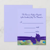 Lila Pfauenhochzeiten RSVP Karte (Vorne/Hinten)
