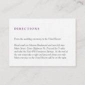 Lila Pfauenhochzeitskarten Begleitkarte (Rückseite)