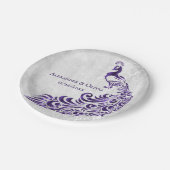 Lila Pfauenleaf Pappteller (Schrägansicht)