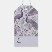 Lila Pfauentoile Geschenkanhänger (Rückseite)