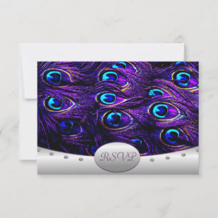 Lila PfauenWedding RSVP Hochzeitkarten Karte