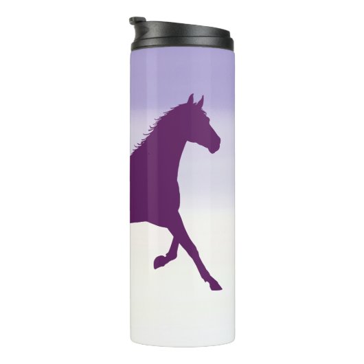 Lila Pferd auf leicht Lila Ombre Thermosbecher (Nach rechts gedreht)