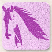 Lila Pferd Hartkunststoff-Untersetzer Getränkeuntersetzer (Vorderseite)