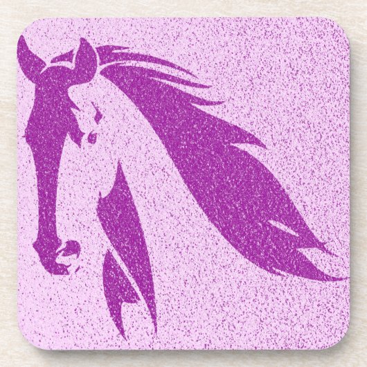 Lila Pferd Hartkunststoff-Untersetzer Getränkeuntersetzer (Vorderseite)