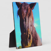 Lila Pferd mit grünem Mund Fotoplatte (Seite)