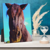 Lila Pferd mit grünem Mund Fotoplatte (Seite)