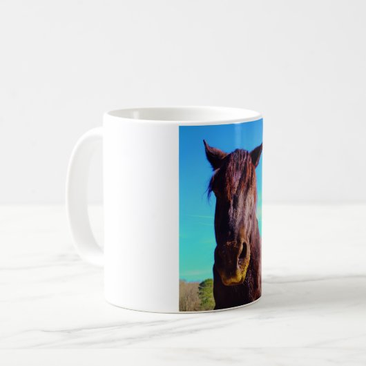 Lila Pferd mit grünem Mund Kaffeetasse (Vorderseite Links)