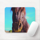 Lila Pferd mit grünem Mund Mousepad (Mit Mouse)