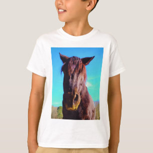Lila Pferd mit grünem Mund T-Shirt