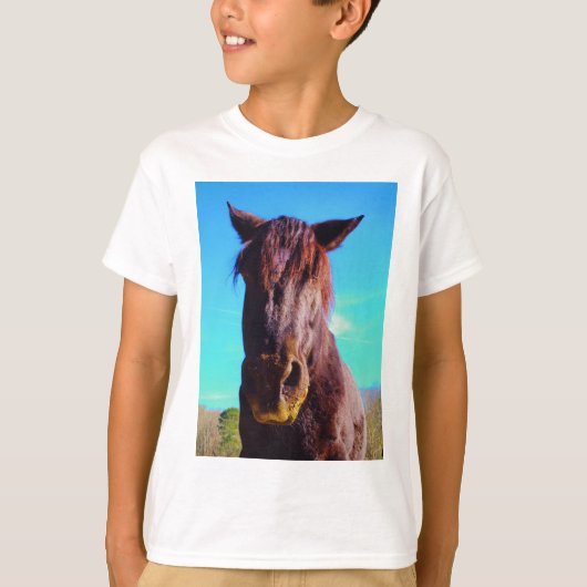Lila Pferd mit grünem Mund T-Shirt (Vorderseite)