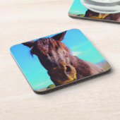 Lila Pferd mit grünem Mund Untersetzer (Linke Seite)