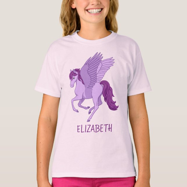 Lila Pferd Pegasus T-Shirt (Vorderseite)
