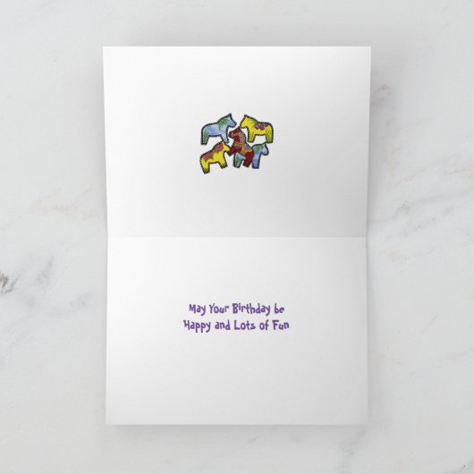 Lila Pferde Geburtskarte Karte (Innenseite)