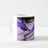 Lila Pferde sagen Hallo Tasse (Vorderseite Links)