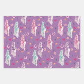 Lila Pferdebogen-Muster-Wrap-Schalen Geschenkpapier Set (Vorderseite)