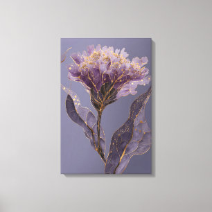 Lila Pfingstrose Inspirierte Florale Goldene Akzen Leinwanddruck
