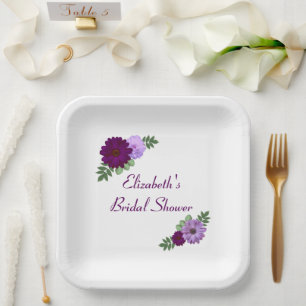 Lila Pfingstrosen-Blumen-Braut-Party Pappteller