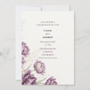 Lila Pfingstrosen-Botanische Hochzeitseinladung Einladung