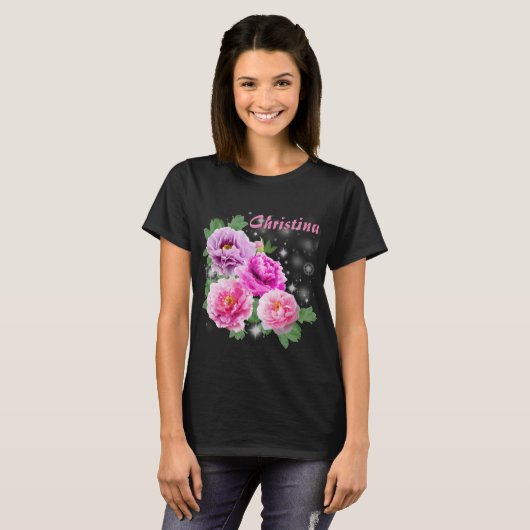 Lila Pfingstrosen des leichten Blumenrosas mit T-Shirt (Vorne ganz)