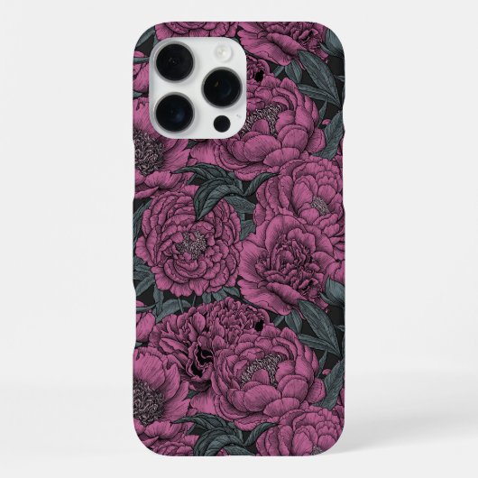Lila Pfingstrosenblüten iPhone Hülle (Rückseite)