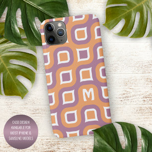 Lila Pfirsich Orange Weiß Midcentury Muster iPhone 16 Pro Max Hülle