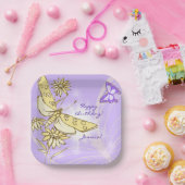 Lila Pfirsich Schmetterling Pappteller (Party)