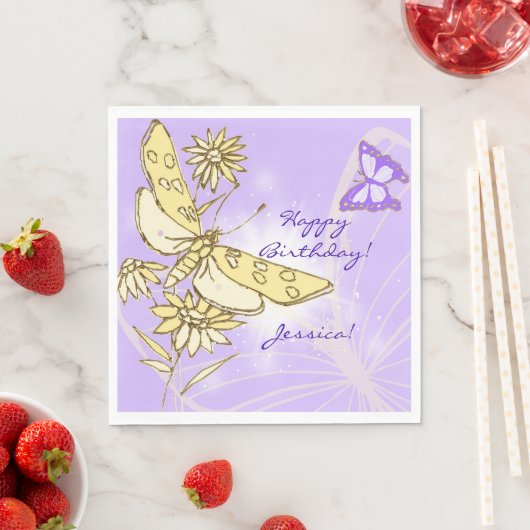 Lila Pfirsich Schmetterling Serviette (Beispiel)