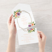 Lila Pfirsichblume All In One Einladung (Abreißen)