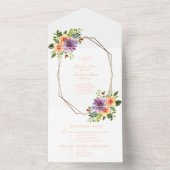 Lila Pfirsichblume All In One Einladung (Innen Boden)