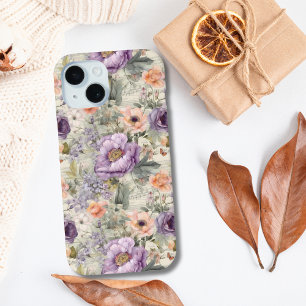 Lila Pfirsichblüten Floral Vintage Shabby Chic Case-Mate iPhone Hülle