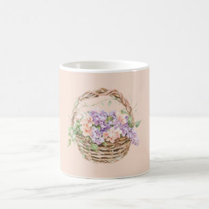 Lila Pfirsichblüten im Korb Kaffeetasse