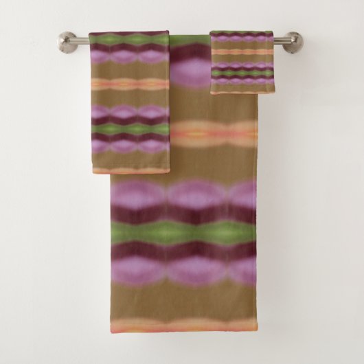 Lila Pfirsiche und Beige Badhandtuch Set (Insitu)